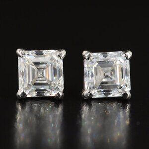 Platinum 1.80 CTW Diamond Stud Earrings with GIA Reports